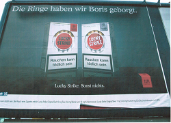 Die Zigarettenmarke Lucky Strike wirbt mit Boris Becker